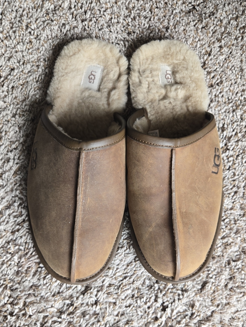 UGG Men's Brown Shearling-Lined Slippers - Picture 3 of 9